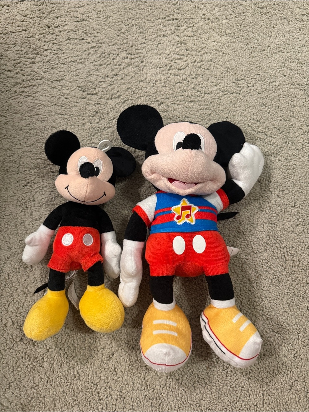 Disney Mickey Mouse Plush Pair - Black, Red, Yellow & White